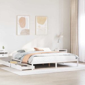Łóżko bez materaca, białe, 200x200 cm, lite drewno sosnowe 1