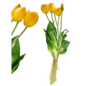 VIRIDIS Kwiat sztuczny Bukiet 5 Tulipanów żółte 40cm 1