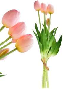 VIRIDIS Kwiat sztuczny Bukiet 5 tulipanów różowe 40cm 1