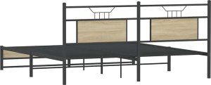 vidaXL Metalowa rama łóżka, bez materaca, dąb sonoma, 183x213 cm 8