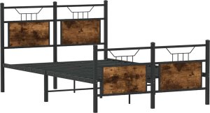 vidaXL vidaXL Łóżko bez materaca, przydymiony dąb, 120x200 cm 5