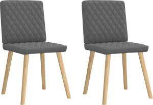 vidaXL Krzesła stołowe, 2 szt., ciemnoszare, obite tkaniną 2