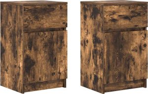 vidaXL Szafki nocne 2 szt. Dąb wędzony 39x35x65 cm Drewno klejone 2