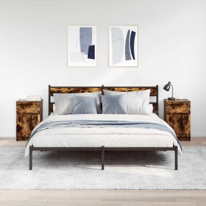 vidaXL Szafki nocne 2 szt. Dąb wędzony 39x35x65 cm Drewno klejone 3