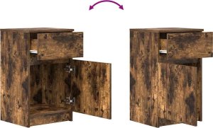 vidaXL Szafki nocne 2 szt. Dąb wędzony 39x35x65 cm Drewno klejone 10