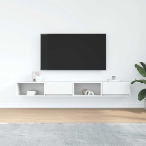 vidaXL Szafki pod TV 2 szt. Białe 100x31x25,5 cm Drewno klejone 3