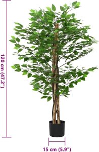 vidaXL Sztuczna roślina Ficus 788 liści 120 cm zielona 5