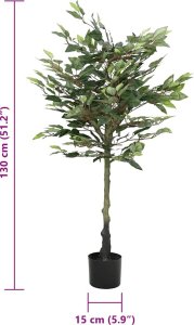 vidaXL Sztuczne drzewo Ficus 480 liści 130 cm zielone 5