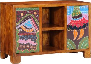 vidaXL Komoda Wielokolorowa 90x35x60 Drewno lite Akacja 1