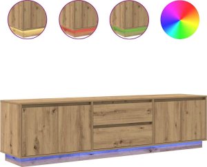 vidaXL Szafka RTV z oświetleniem LED Dąb Artisan 193,5x41x50 cm 2