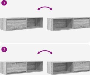 vidaXL Szafki RTV 2 szt. Szary Sonoma 100x31x25,5 cm Drewno klejone 10