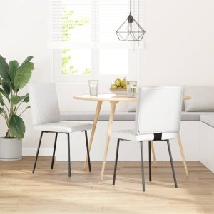 vidaXL Krzesła stołowe, 2 szt., białe, obite sztuczną skórą 2