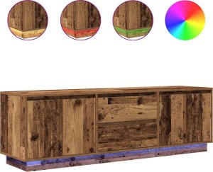 vidaXL Szafka RTV z oświetleniem LED Stare drewno 160,5x41x50 cm 2
