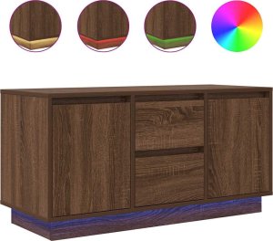 vidaXL Szafka RTV z oświetleniem LED Brązowy Dąb 100x41x50 cm 2