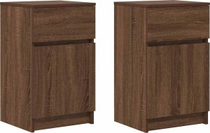 vidaXL Szafki nocne 2 szt. Brązowy dąb 39x35x65 cm Drewno klejone 2