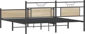 vidaXL Metalowa rama łóżka, bez materaca, dąb sonoma, 180x200 cm 8