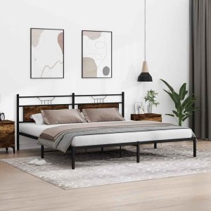 vidaXL Rama łóżka bez materaca dąb wędzony 193x203 cm Drewno klejone 4