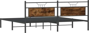 vidaXL Rama łóżka bez materaca dąb wędzony 193x203 cm Drewno klejone 8