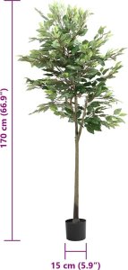 vidaXL Sztuczne drzewo Ficus 756 liści 170 cm zielone 5
