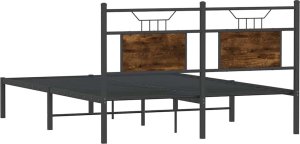 vidaXL vidaXL Łóżko bez materaca, przydymiony dąb, 140x190 cm 8