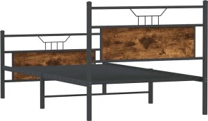 vidaXL vidaXL Łóżko bez materaca, przydymiony dąb, 100x190 cm 7