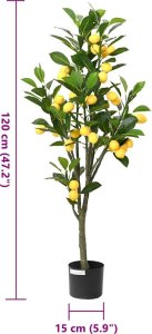 vidaXL Sztuczne drzewo cytrynowe 136 liści 120 cm zielone 5