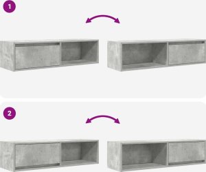 vidaXL Szafki RTV 2 szt. Beton Szary 100x31x25,5 cm Drewno klejone 10