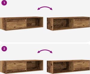 vidaXL Szafki RTV 2 szt. Stare drewno 100x31x25,5 cm Drewno klejone 10