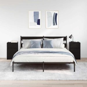 vidaXL Szafki nocne 2 szt. Czarne 39x35x65 cm Drewno klejone 3