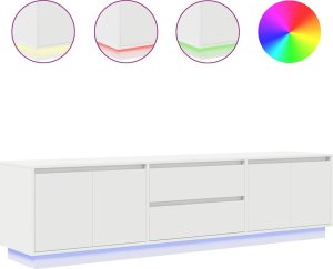 vidaXL Szafka RTV z oświetleniem LED Biała 193,5x41x50 cm 2
