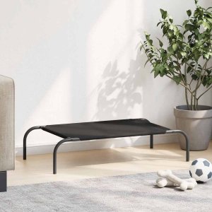 vidaXL vidaXL Podwyższone legowisko dla psa czarne 90x50x20 cm 3