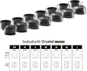AZLA SednaEarfit Crystal AirPods Pro (SSS/SS/S) In-ear Hovedtelefon ørepuder 3 Paar Sort, Transparent 2
