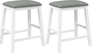 vidaXL Krzesła barowe z poduszkami 2 szt. Białe lite drewno gumowe 2