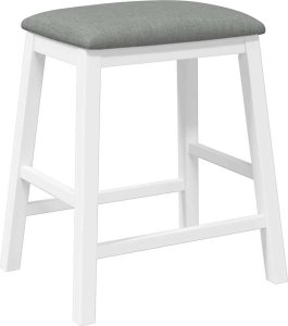 vidaXL Krzesła barowe z poduszkami 2 szt. Białe lite drewno gumowe 4