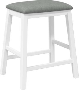 vidaXL Krzesła barowe z poduszkami 2 szt. Białe lite drewno gumowe 7