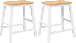 vidaXL Krzesła barowe 2 szt. Białe lite drewno gumowe 2