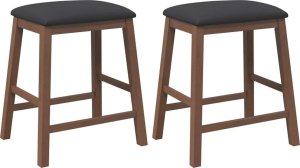 vidaXL Krzesła barowe z poduszkami 2 szt. Brązowe lite drewno gumowe 2