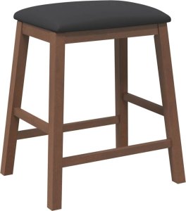 vidaXL Krzesła barowe z poduszkami 2 szt. Brązowe lite drewno gumowe 4
