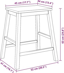 vidaXL Krzesła barowe 2 szt. lite drewno guma 10