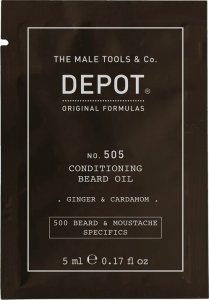 Depot, 500 Beard & Mustache Specifics No. 505, Beard Oil, Ginger & Cardamom, For Shine & Softness, 5 ml For Men 1