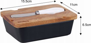 PORCELANOWA MASELNICZKA Z NOŻYKIEM POKRYWKA AKACJA KLAUSBERG KB-7784 CZARNA 3
