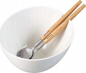 PORCELANOWA MISA 23cm DO SAŁATEK Z ŁYŻKAMI KLAUSBERG KB-7787 BIAŁA 1