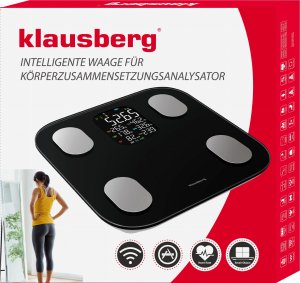 WAGA ŁAZIENKOWA Z POMIAREM TKANKI TŁUSZCZOWEJ I SKŁADU CIAŁA, SMART, BT, KLAUSBERG KB-7854 CZARNA 4