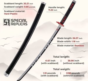 Miecz Katana Demon Slayer Tanjiro Kamado's Drewniany JT10666 3