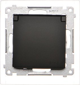 Gniazdo Pojedyncze Ip44 Z/U I Przesłonami, Czarne Dgz1Bz.01/49 Simon 54 Kontakt Simon 1