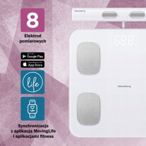 WAGA ŁAZIENKOWA Z POMIAREM TKANKI TŁUSZCZOWEJ I SKŁADU CIAŁA, SMART, BT, KLAUSBERG KB-7853 BIAŁA 4