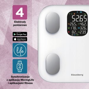WAGA ŁAZIENKOWA Z POMIAREM TKANKI TŁUSZCZOWEJ I SKŁADU CIAŁA, SMART, BT, KLAUSBERG KB-7855 BIAŁA 6
