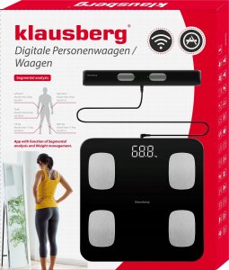 WAGA ŁAZIENKOWA Z POMIAREM TKANKI TŁUSZCZOWEJ I SKŁADU CIAŁA, SMART, BT, KLAUSBERG KB-7852 CZARNA 3