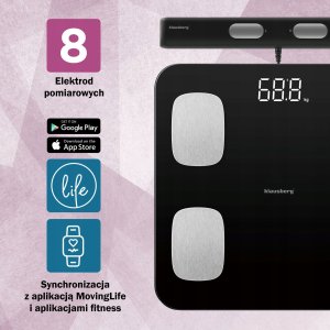 WAGA ŁAZIENKOWA Z POMIAREM TKANKI TŁUSZCZOWEJ I SKŁADU CIAŁA, SMART, BT, KLAUSBERG KB-7852 CZARNA 4