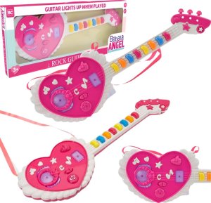 GITARA INTERAKTYWNA DLA DZIECI SERCE EFEKTY ŚWIETLNE INSTRUMENT MUZYCZNY 1